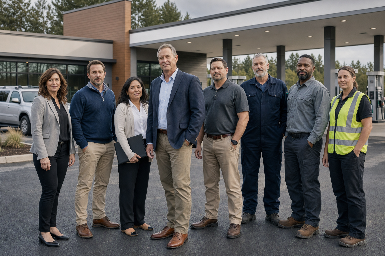 Regional fuel company team at a modern operating site